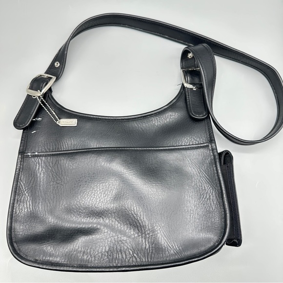 Coach Black Leather Shoulder Bag – Vintage Style, Clean with Multiple Pockets - Picture 8 of 9